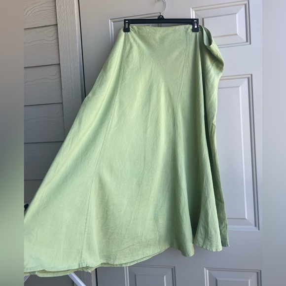 Caren Sport Linen Blend Flowy Midi Skirt 3X Light Sage Green - Picture 5 of 6